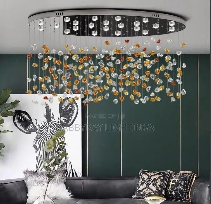 Oval Shaped Crystal Stone Chandelier