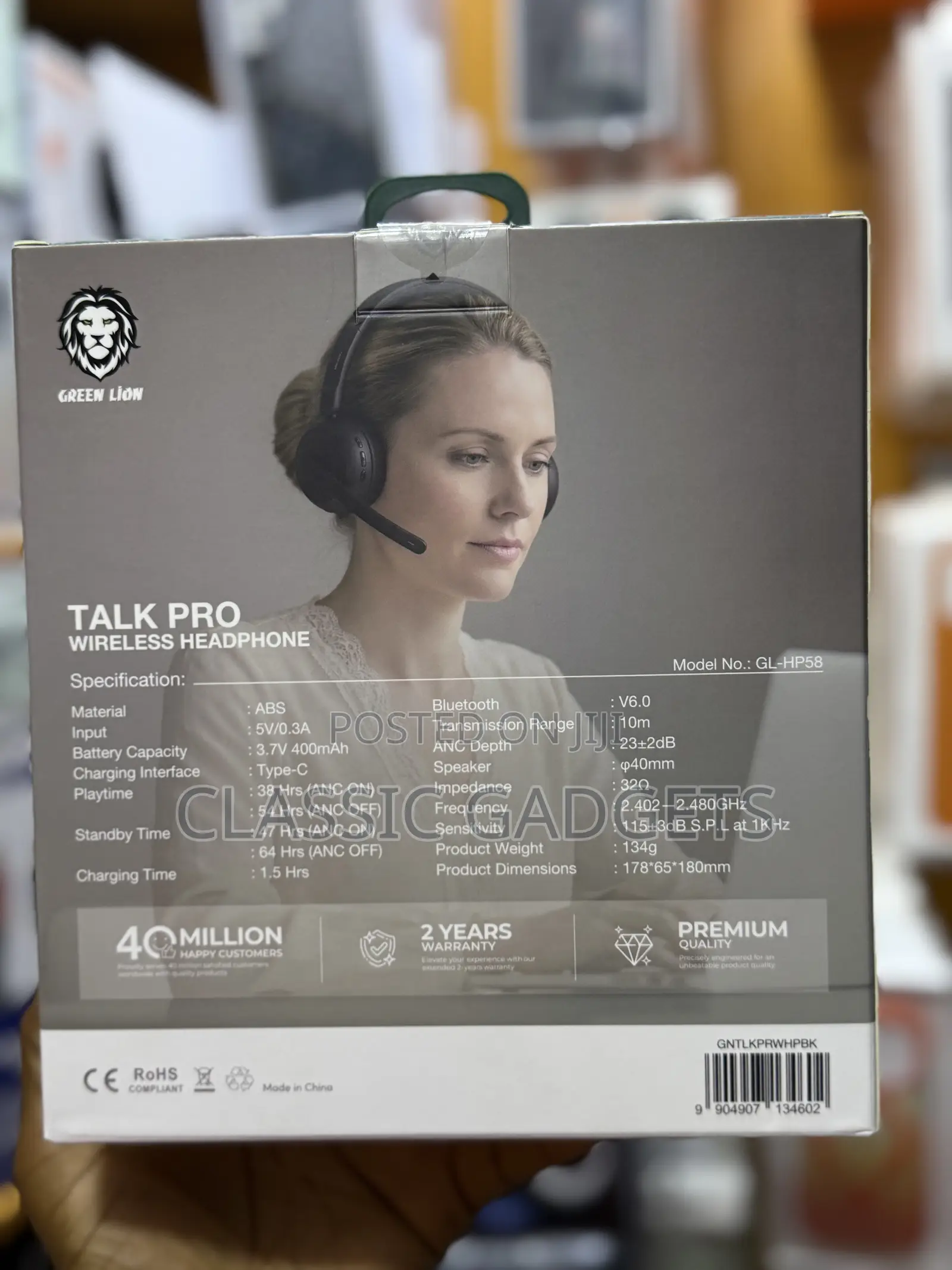Green Lion Talk Pro Wireless Headset With Dual Noise Control