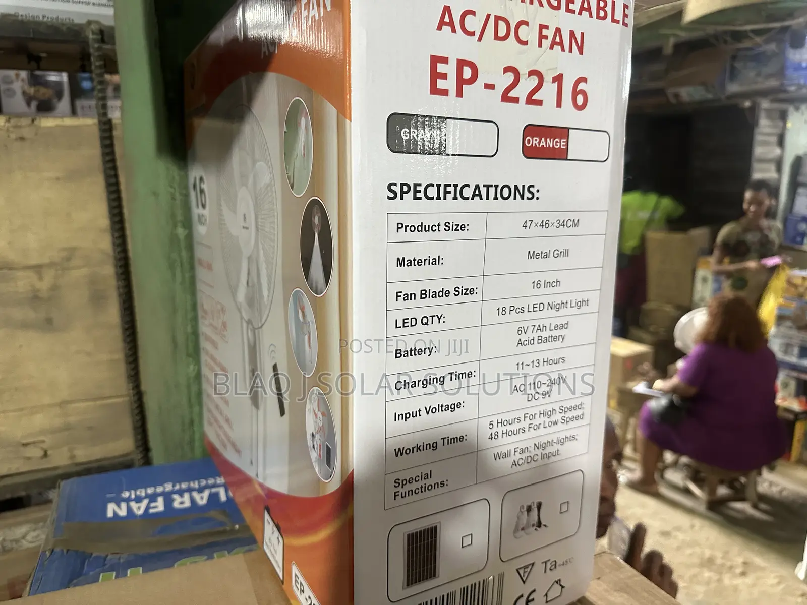 Easy Power 16” Rechargeable Wall Fan Ac Dc