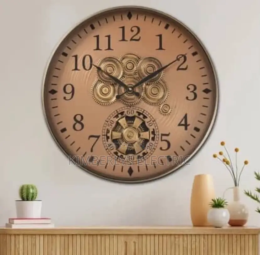 E64 Kimberlys Metal Gear Round Wall Clock