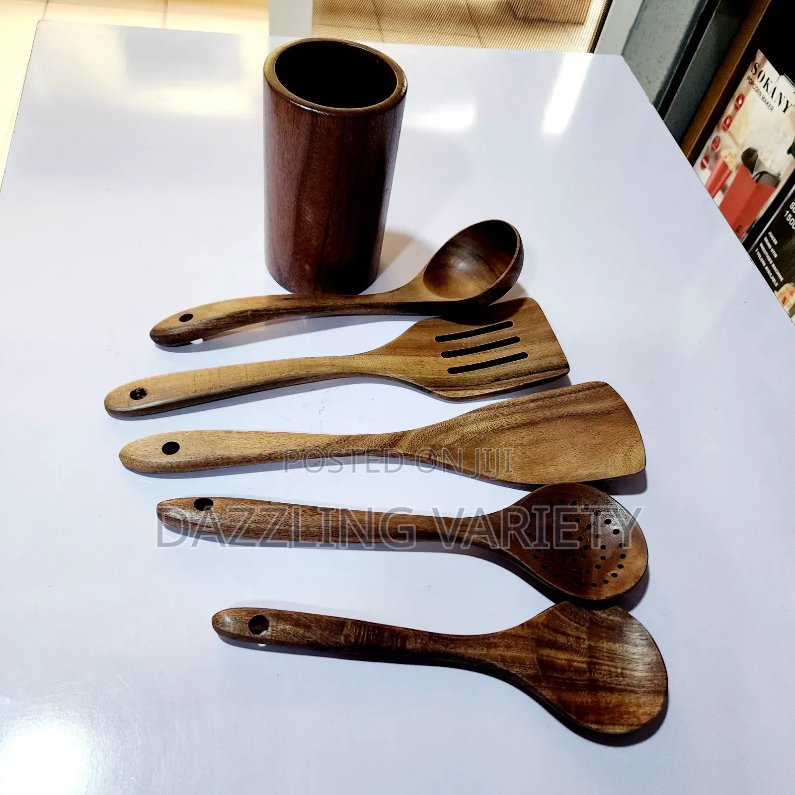 6pcs Wooden Spoon Set With Cup Holder