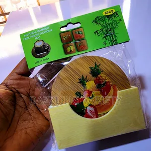 6pcs Bamboo Beer/Drink Coaster Cover With Rack