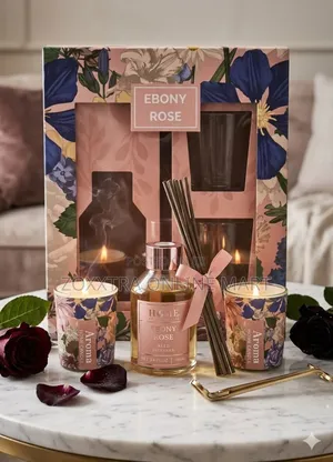 Ebony Rose Home Fragrance Set - Diffuser and Scented Candle Gift Set