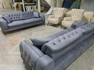 7-Seater Chesterfield Sofa Set – Velvet Upholstery