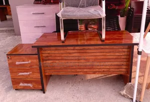 Premium Wood-Grain Executive Desk With Mobile Pedestal