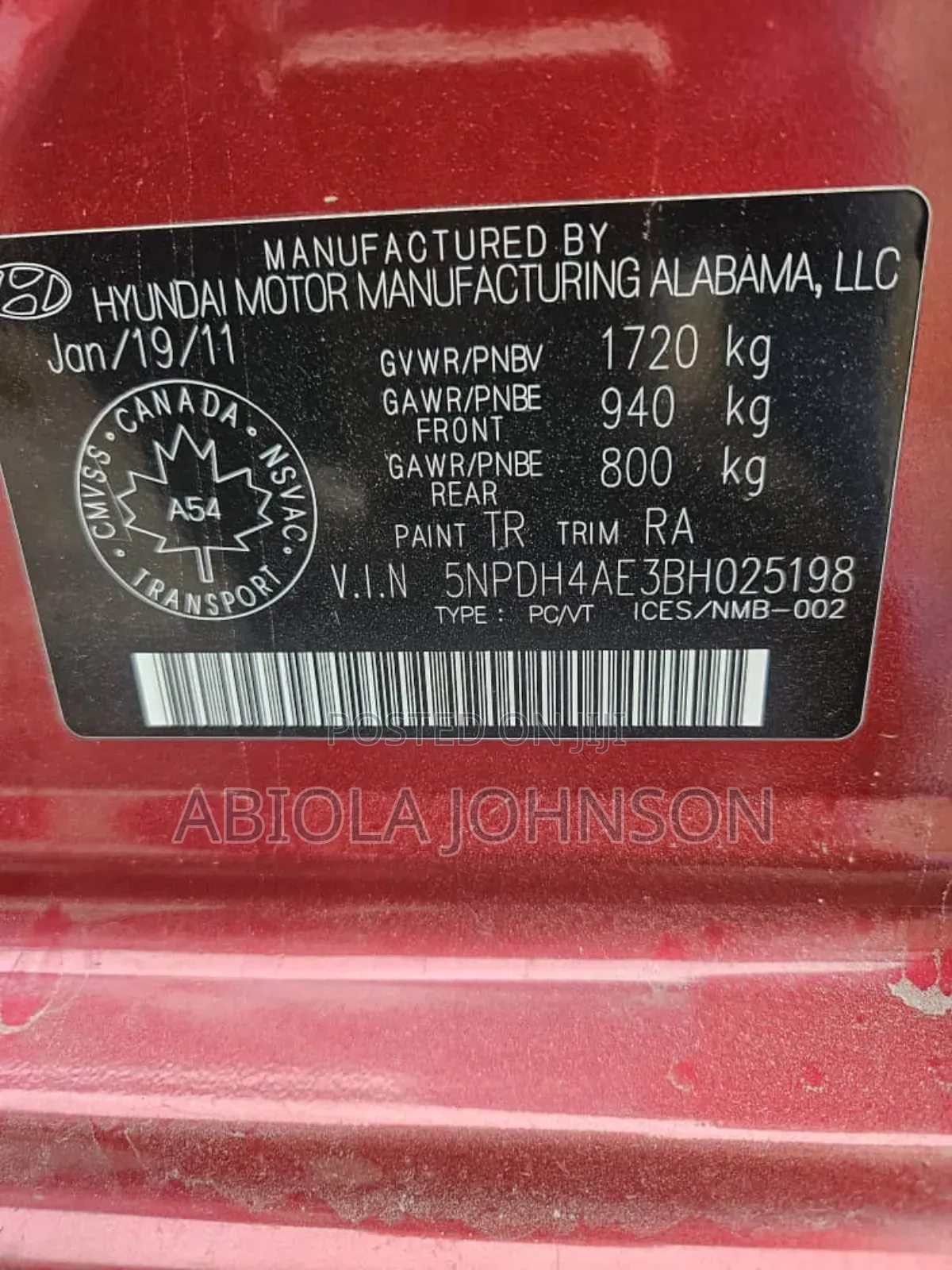 Hyundai Elantra GLS 2012 Red