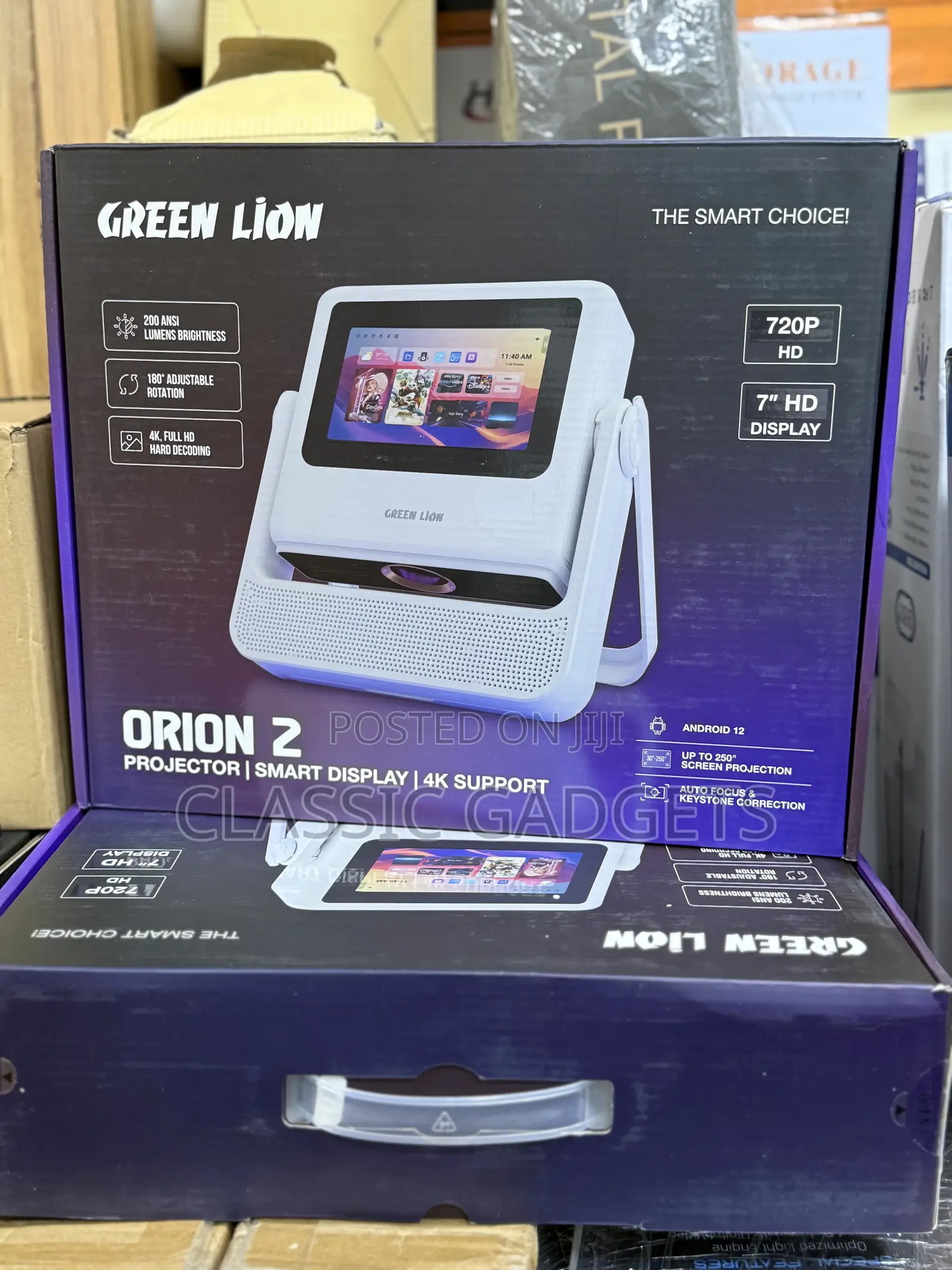 Green Lion Orion 2 Smart Projector With Smart Screen And Support -