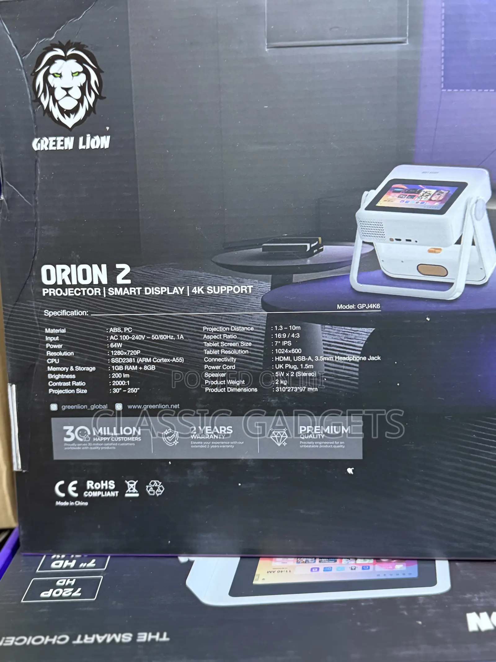 Green Lion Orion 2 Smart Projector With Smart Screen And Support -