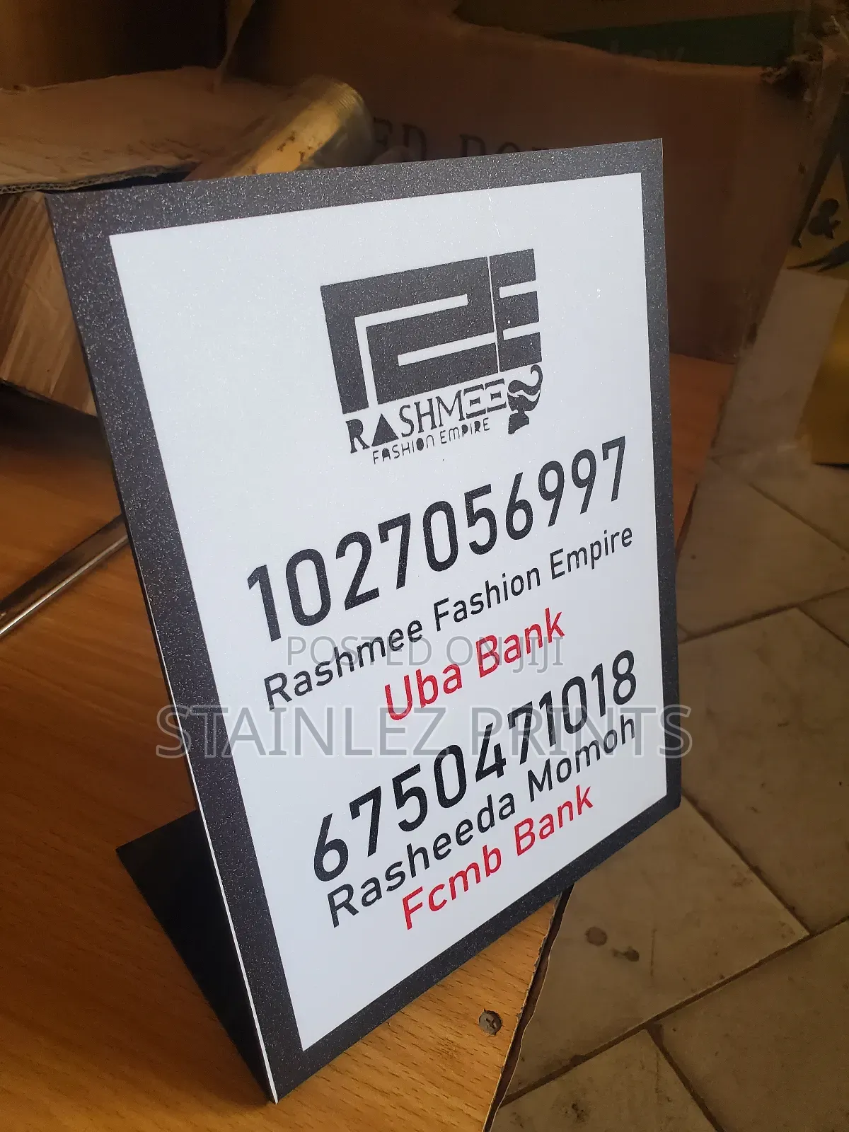 Account Number Table Stand