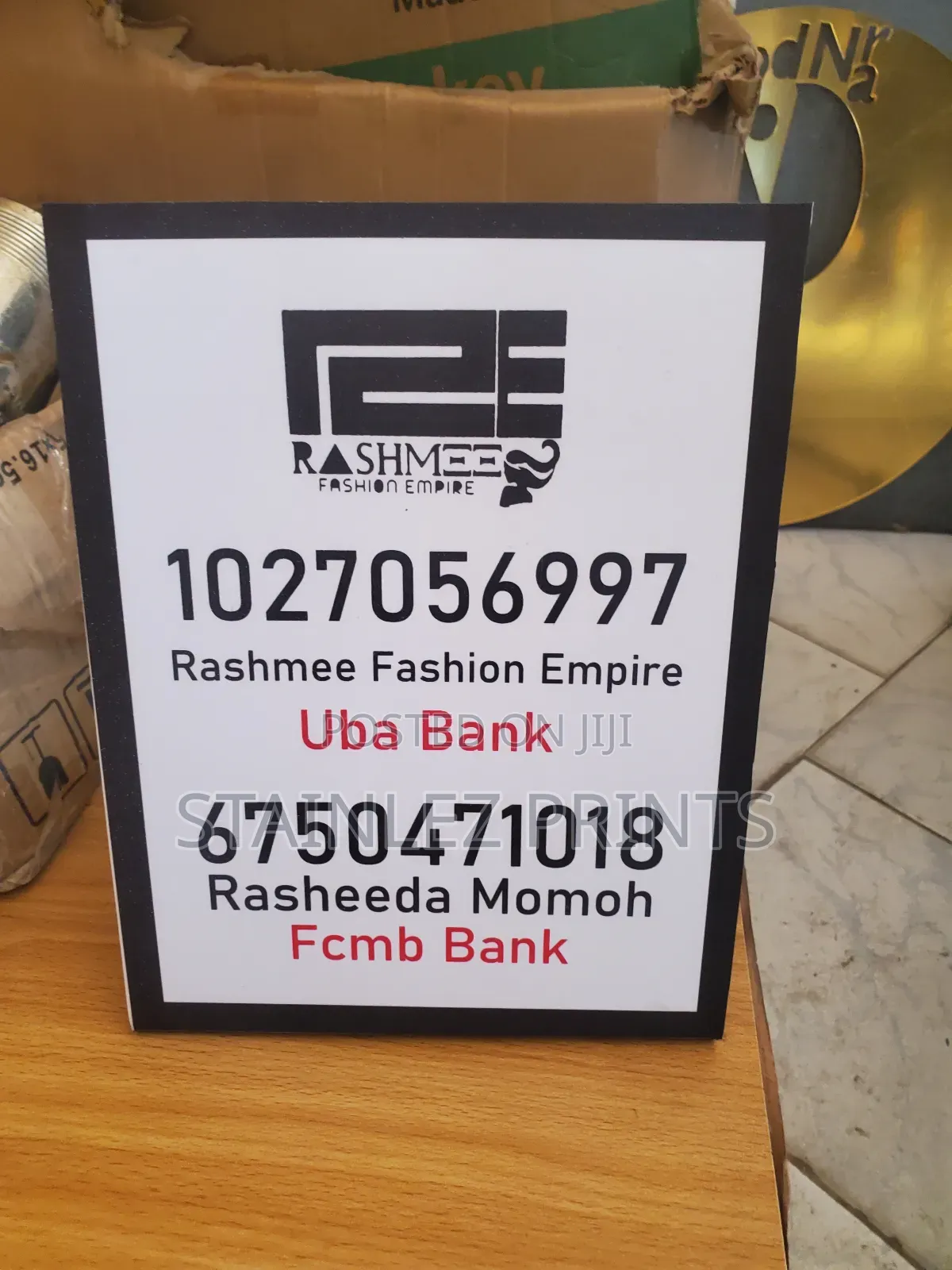 Account Number Table Stand
