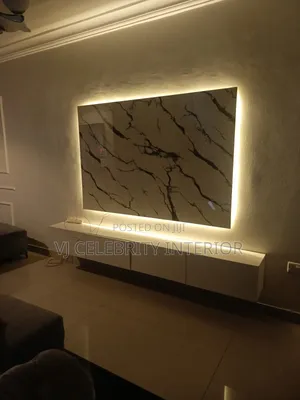 Brand New 8ft Floating Console With Wallclading HDF High Glossy