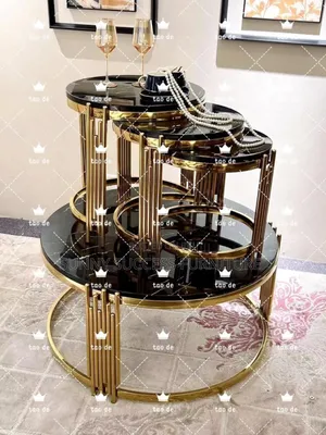 Center Table With Marble Top 3 Sides Stool