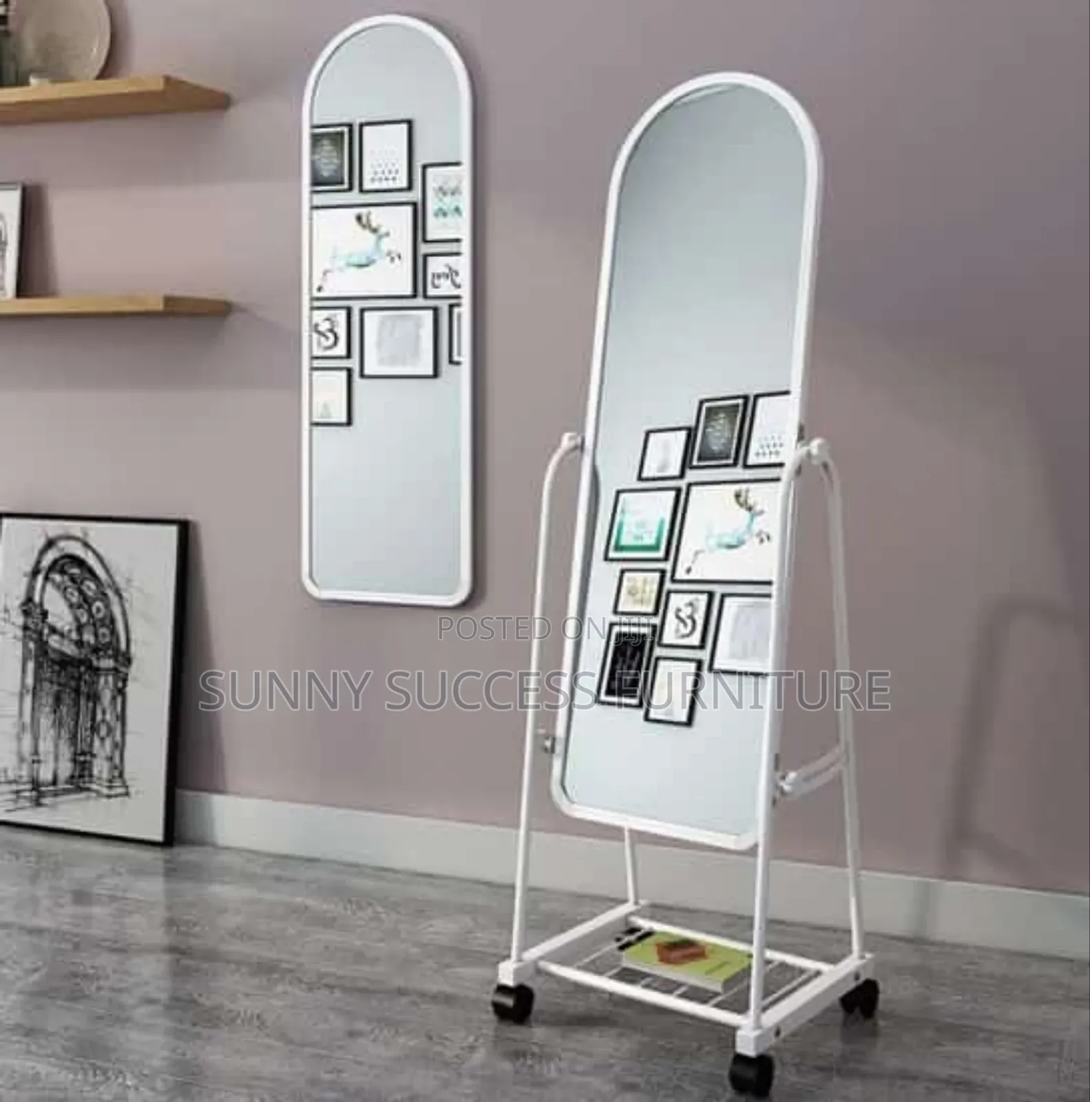 Mirror With Trolley Stand