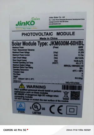 Jinko 600watt Solar Mono Panel