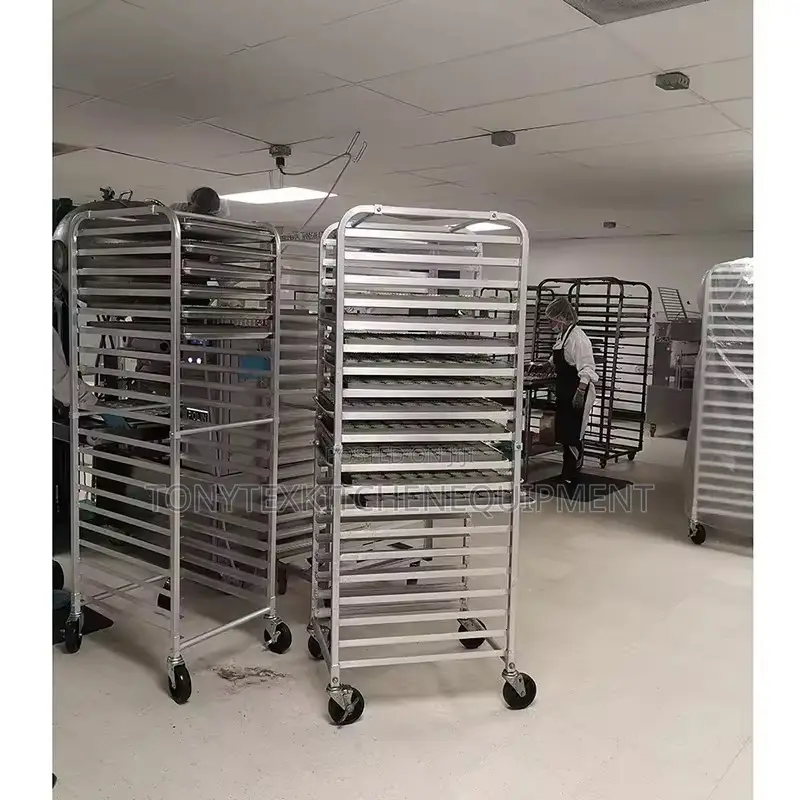 Commercial 16 Tray Bread Trolley Stainless Steel Rack With Wheels for ...