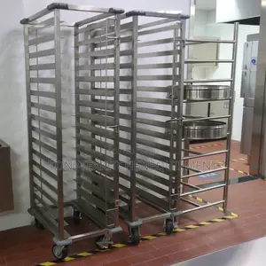 Commercial 16 Tray Bread Trolley Stainless Steel Rack With Wheels for ...