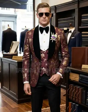 High Quality Wine Color Luxury Suit