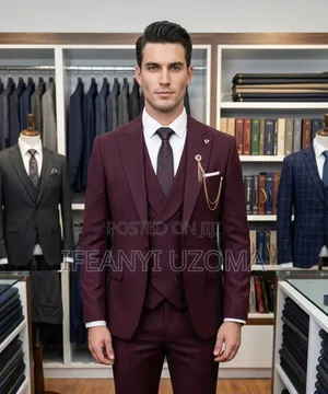 High Quality Wine Color Luxury Suit