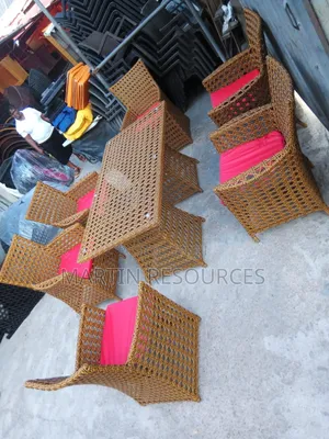 6 Seater Rattan Restaurant Table and Chairs