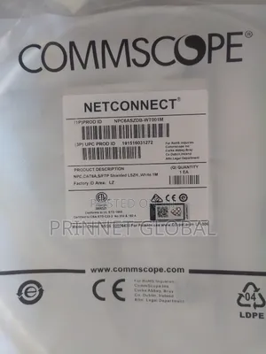 1m Cat6a Commscope S/FTP Shielded White Patch Cord Netconnet
