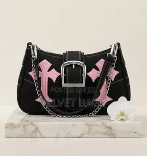 Y2k Bag Pink Gothic Cross Appliqué