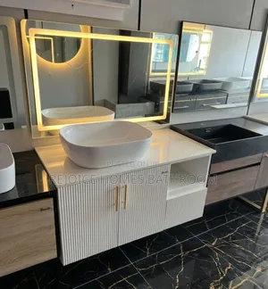 Modern Wall-Hung Bathroom Vanity Cabinet With Led Mirror Basin