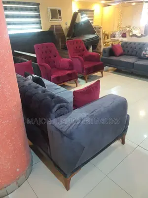 Luxury 7-Seater Fabric Button Sofa Set