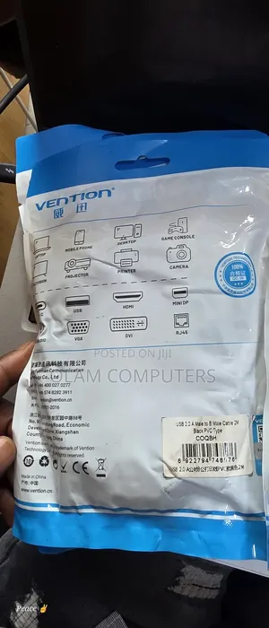Vention Usb 2.0 a to B Male Cable 2m Black PVC Type Coqbh.