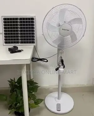 16in Solar Rechargeable Fan, With Bulb Panel