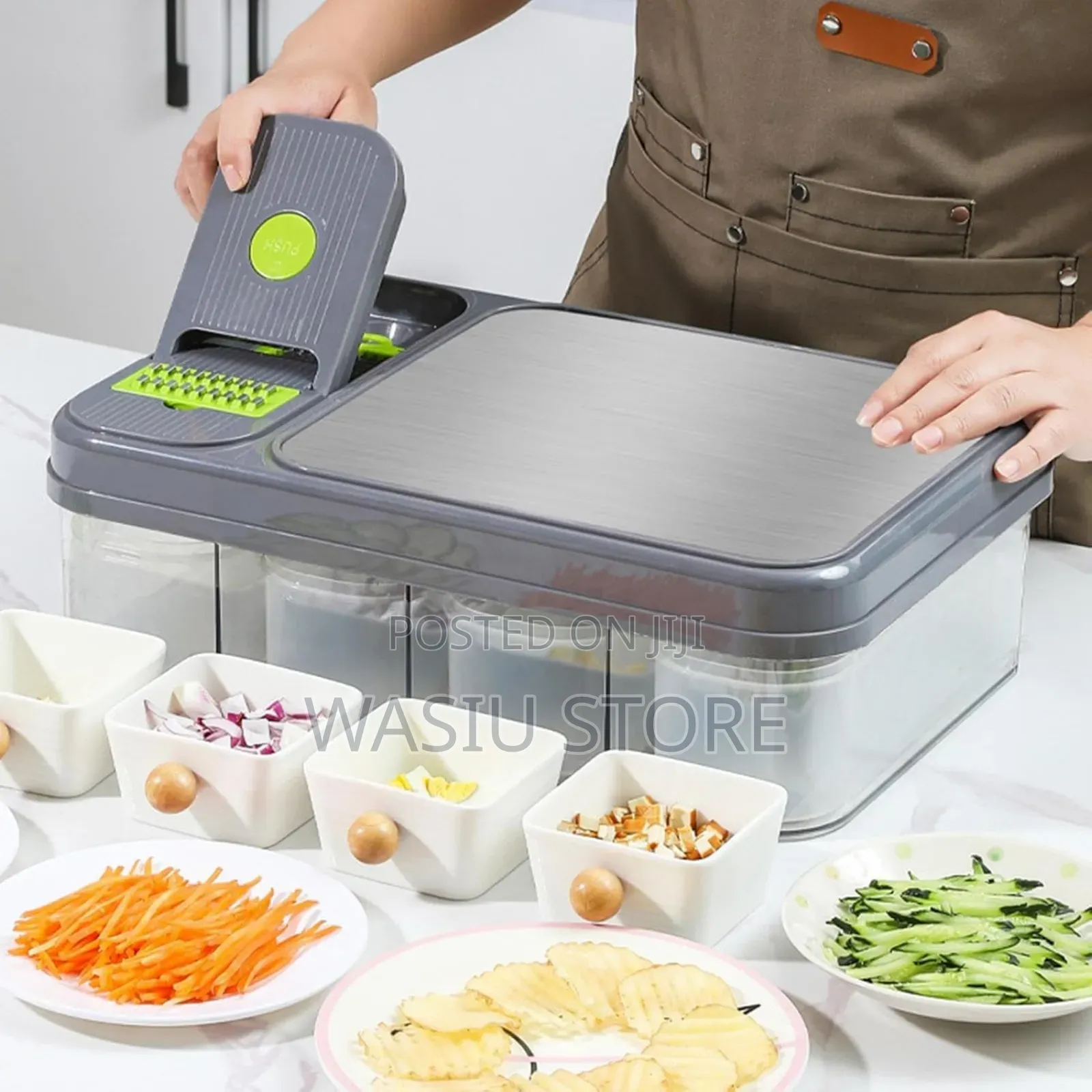 All-in-1 Veggie Cutter With Cutting Board, Vegetable and Onion Chopper