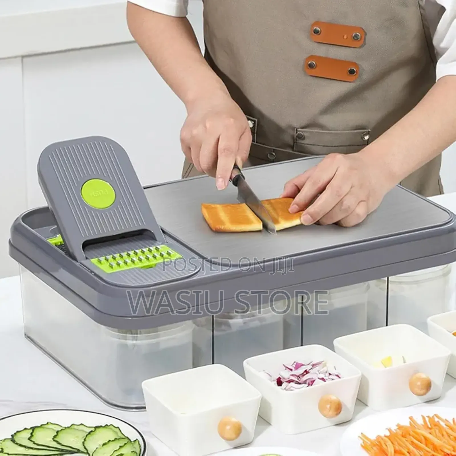 All-in-1 Veggie Cutter With Cutting Board, Vegetable and Onion Chopper