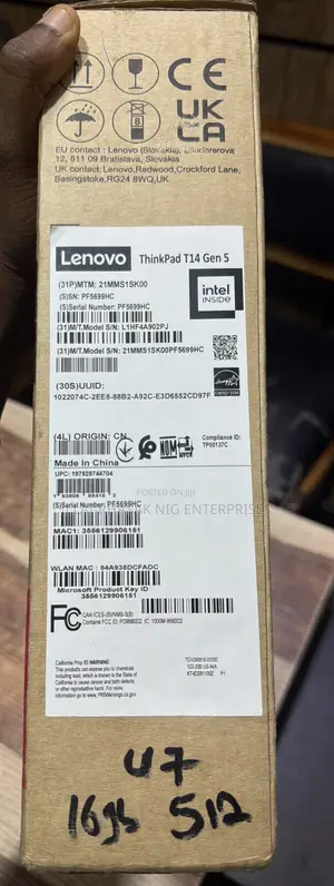 New Laptop Lenovo ThinkPad T14 G4 16GB Intel Core Ultra 7 SSD 512GB