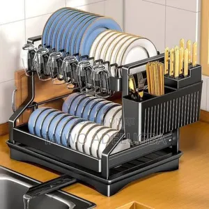 Plate Rack With Drainer and Cup Holder