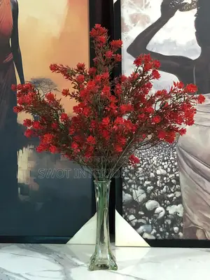 Artificial Flower With Glass Vase