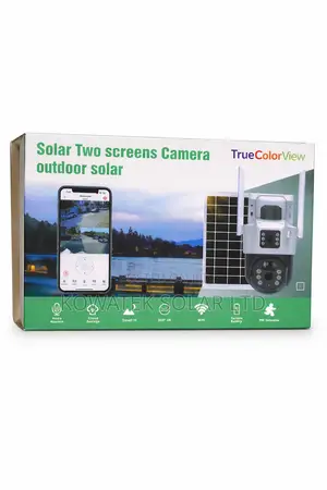 Dual Lens Screen CCTV Solar Camera + Free Sim Card