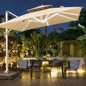 Large Outdoor Sunshade Solar Umbrellas- Khaki