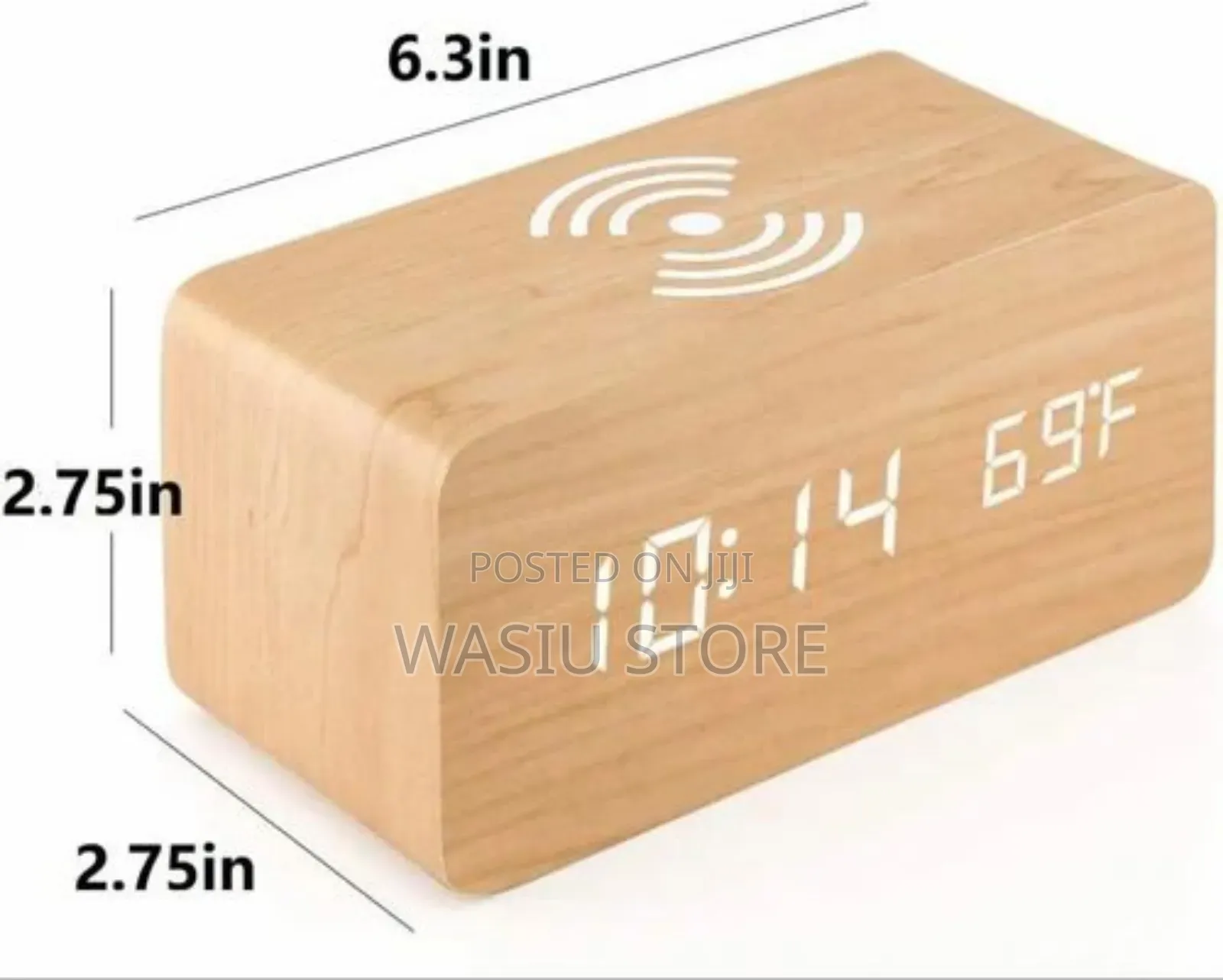 Wood Design Digital Clock With Wireless Charging