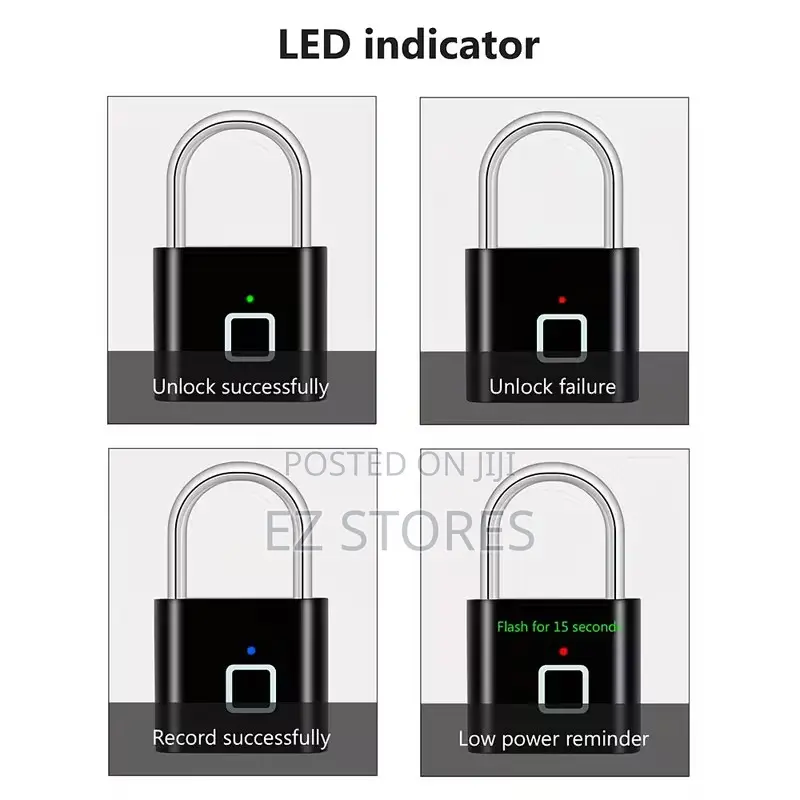 Smart Fingerprint Padlock Usb Rechargeable Security Lock