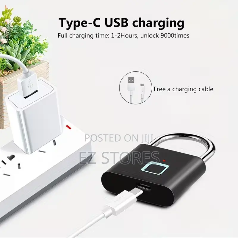 Smart Fingerprint Padlock Usb Rechargeable Security Lock