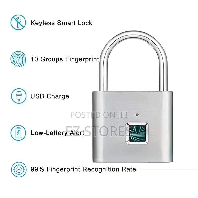 Smart Fingerprint Padlock Usb Rechargeable Security Lock