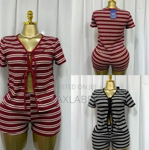 Halter Neck Bodycon Jumpsuit and Ribbed Knit Two-Piece Short Set.