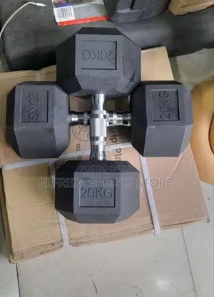 20kg Pair Rubber Dumbbells (40)Hex Dumbbell Set for Strength Training