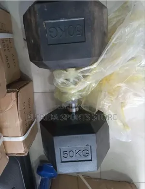50kg Pair Rubber Hex Dumbbells (100kg Total), Heavy Duty Gym Dumbbells