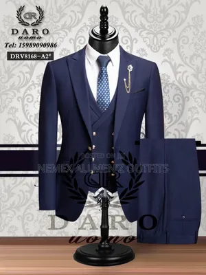Three Pieces Gold Buttons Suit
