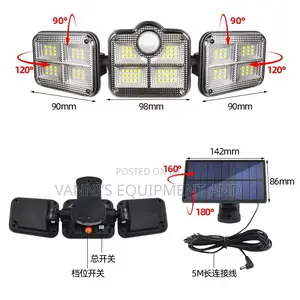 Tri-Head Wide-Angle Solar Security Floodlight (122 Led)