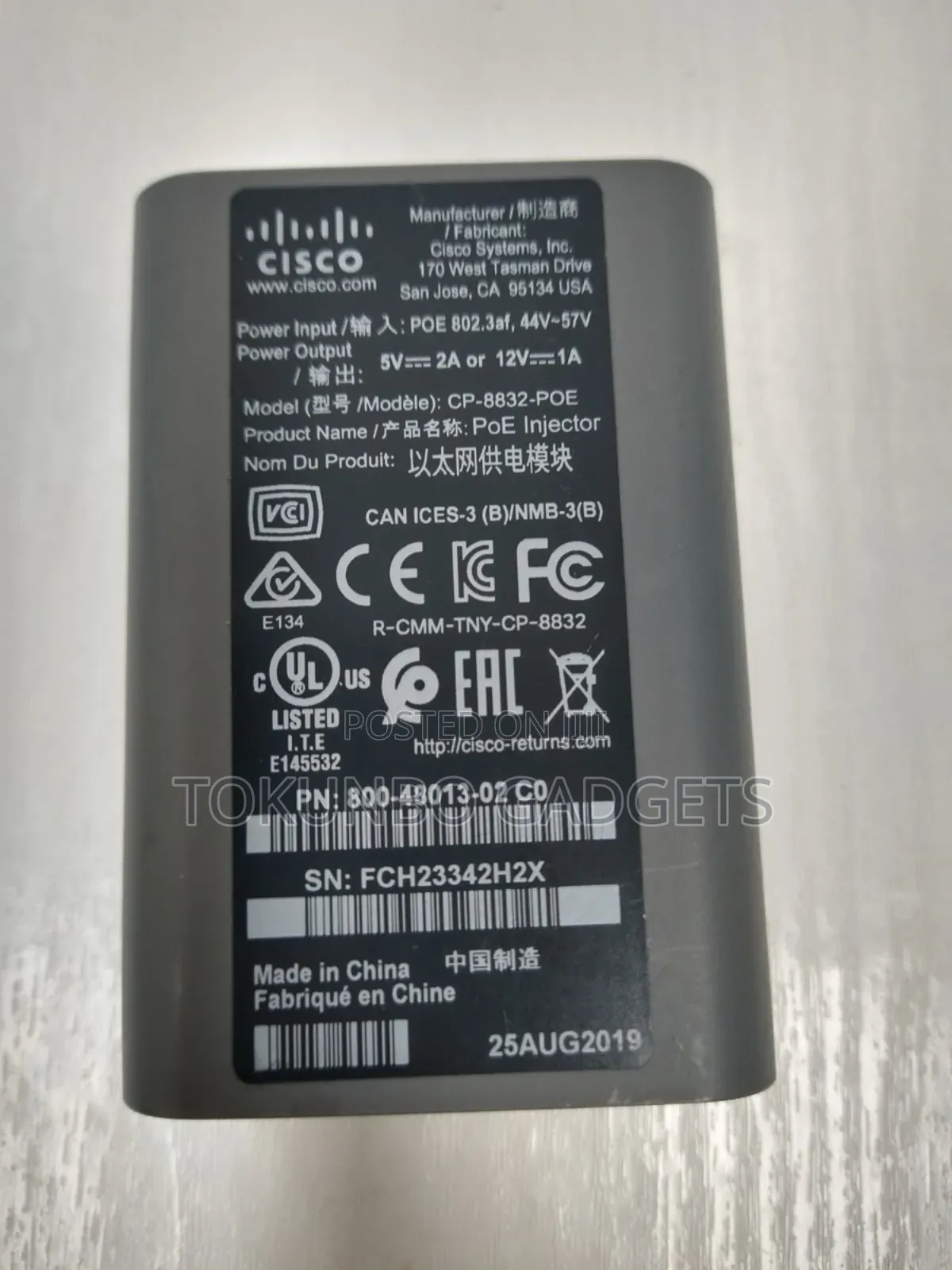 Cisco Poe Injector Cp-8832-Poe