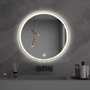 Gold Frame Round Mirror With Light