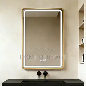 Gold Frame Round Mirror With Light