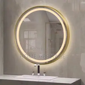 Gold Frame Round Mirror With Light