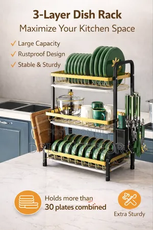 Sturdy 3 Layers Dish Rack Plate Rack